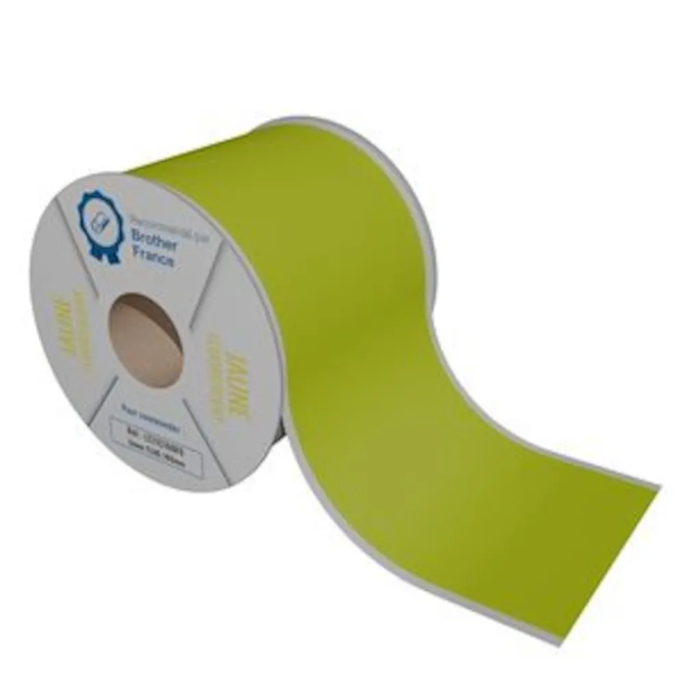 Rouleaux continu fluorescent jaune 100mm x 25m
